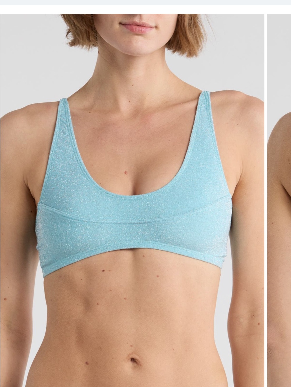 Free People Light Blue Shimmery Scoop Bikini Top